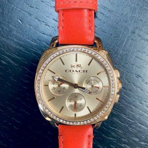 Coach Watch in Gold with Orange Leather Band